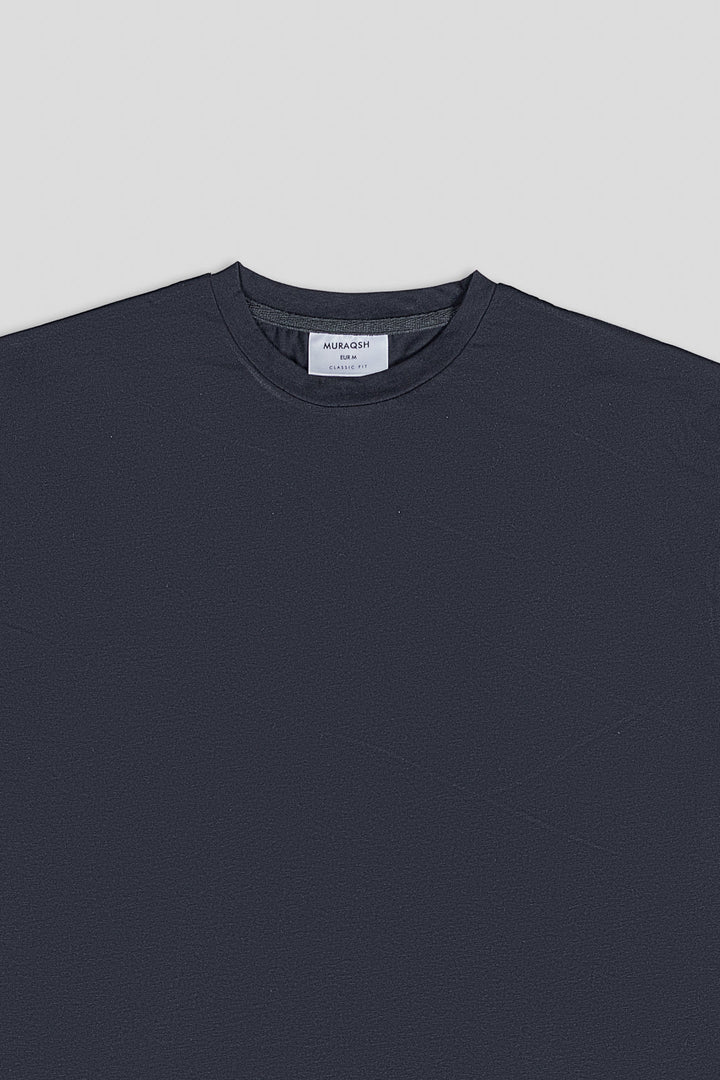 Muraqsh Ready To Wear Solids Cotton Men Black Basic Oversized Tee ABD-BBOT - Summer Collection