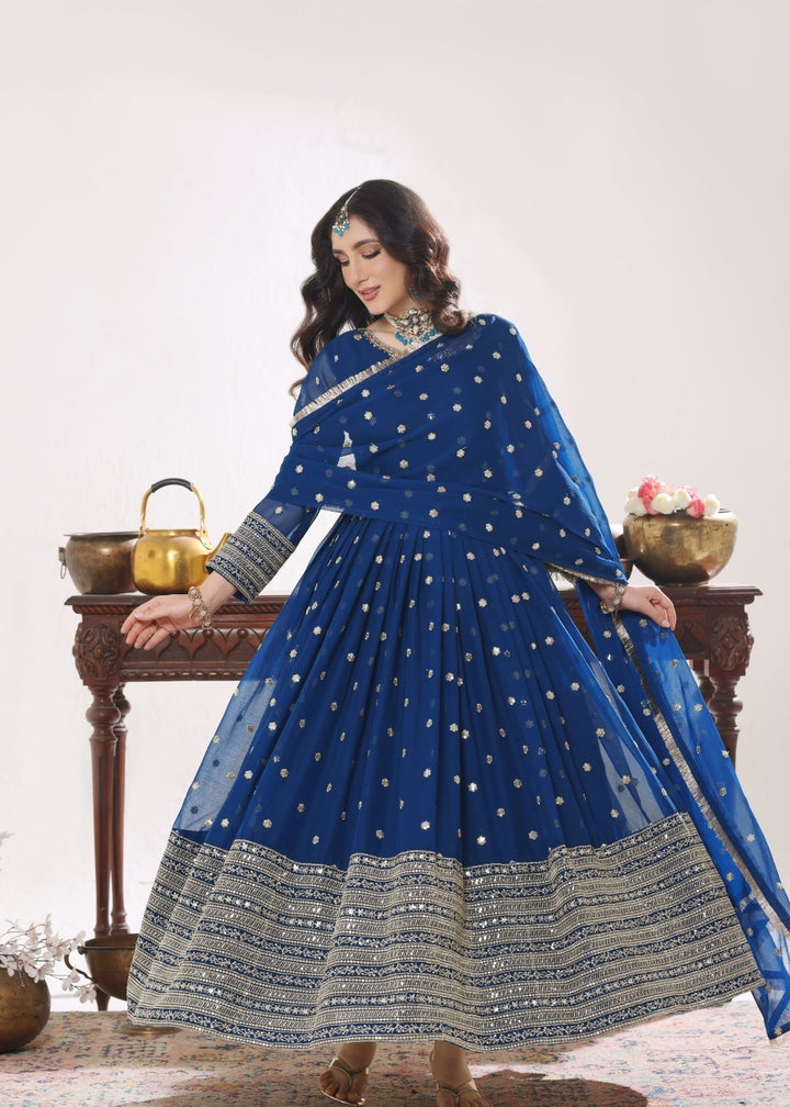 Unss Apparel Women Pret Embroidered Chiffon 3 piece suit Mayal Peacock - Festive Collection