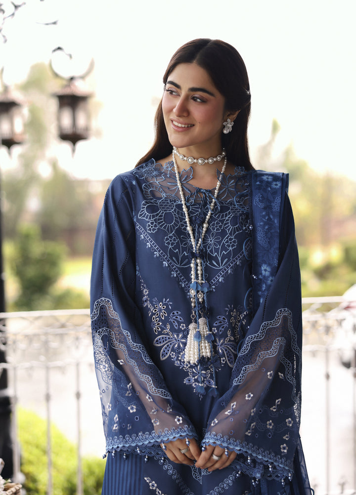 Sardinia Unstitched Embroidered Lawn 3 Piece Suit SRD26ULE Terrace Blue Design# 1706 - Eid Collection