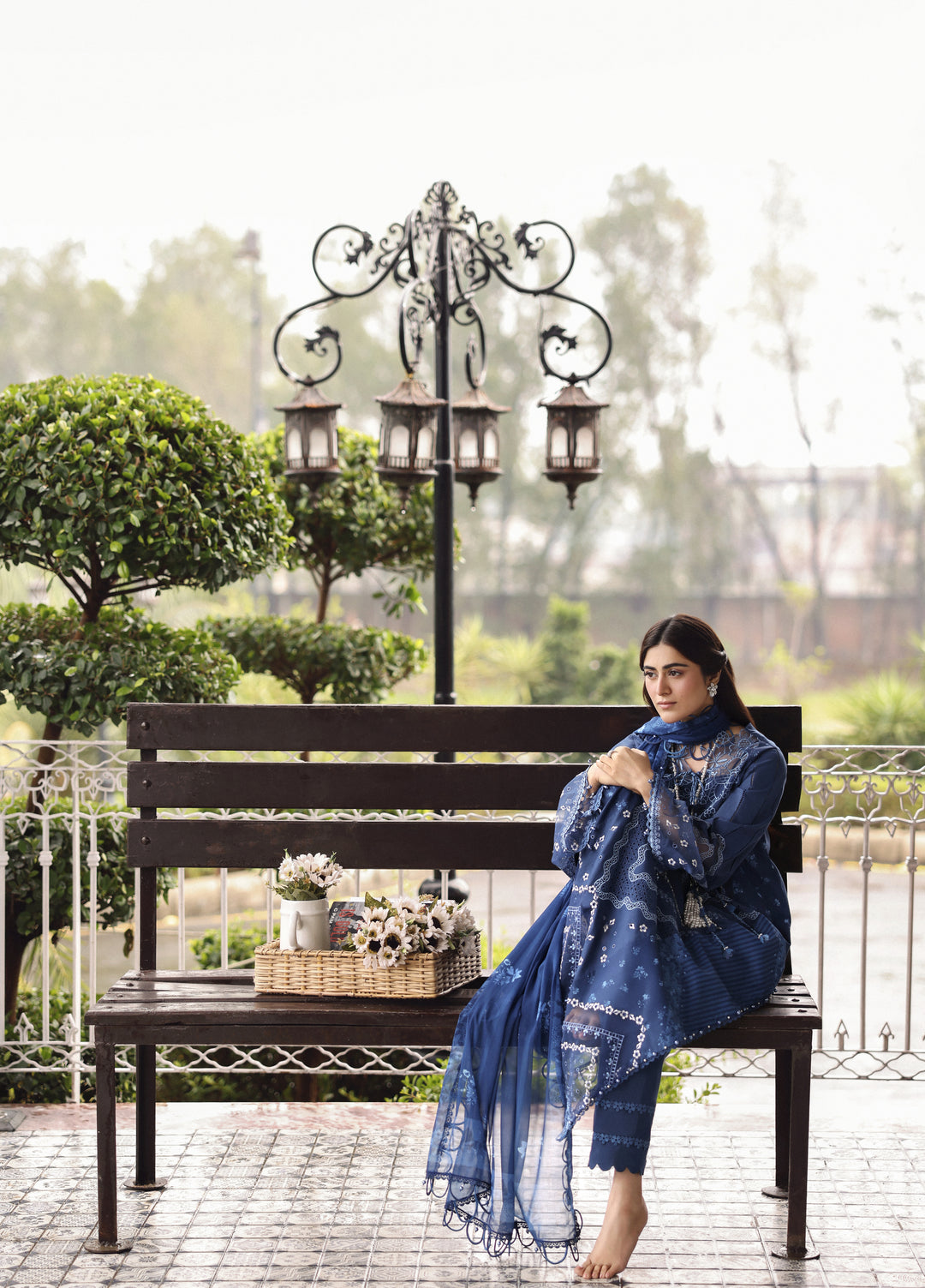 Sardinia Unstitched Embroidered Lawn 3 Piece Suit SRD26ULE Terrace Blue Design# 1706 - Eid Collection