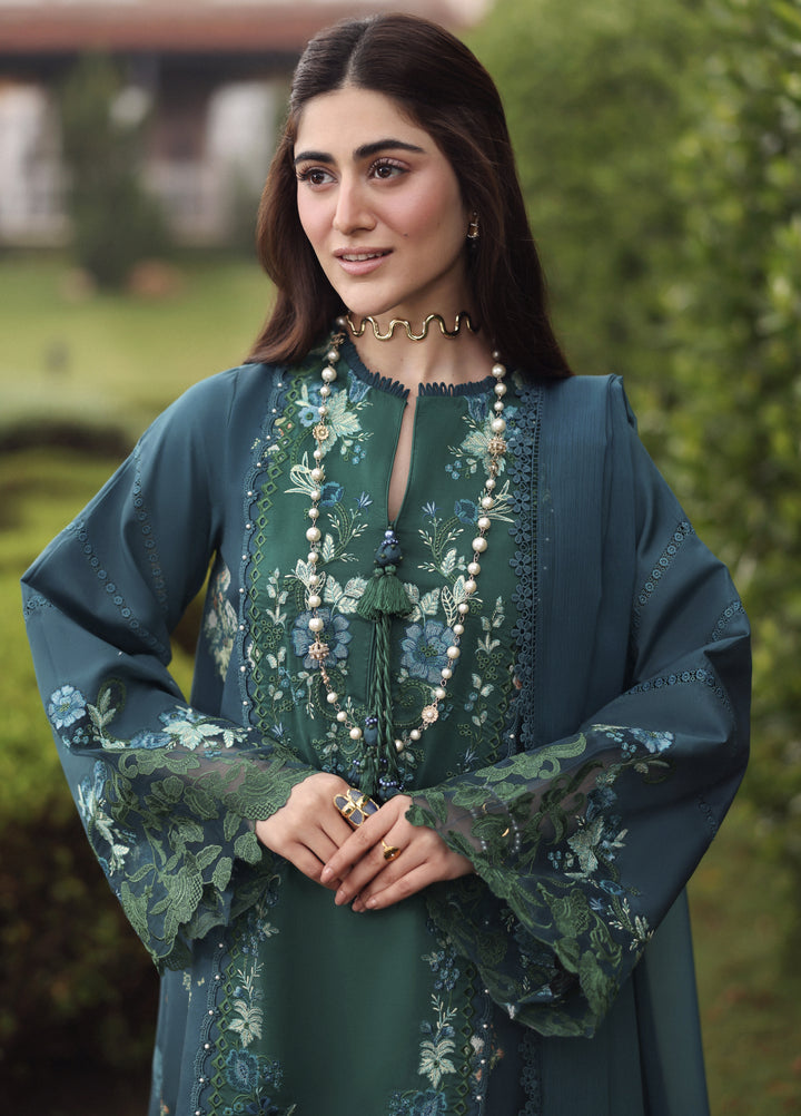 Sardinia Unstitched Embroidered Lawn 3 Piece Suit SRD26ULE Hillside Teal Design# 1708 - Eid Collection