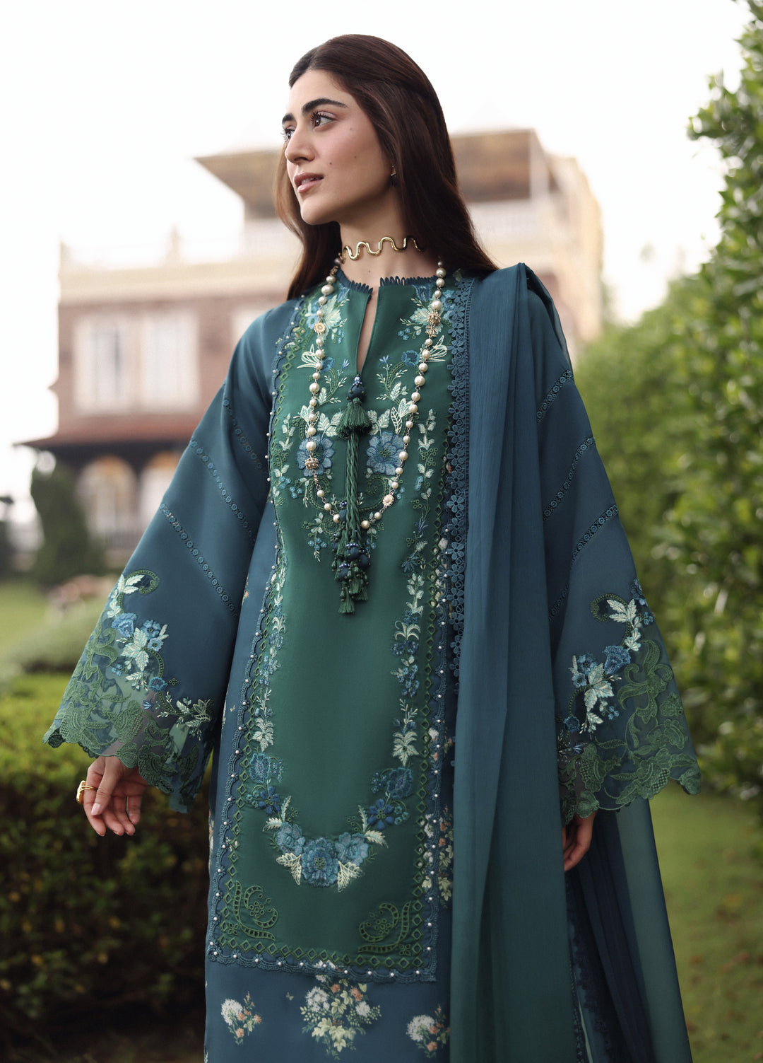 Sardinia Unstitched Embroidered Lawn 3 Piece Suit SRD26ULE Hillside Teal Design# 1708 - Eid Collection