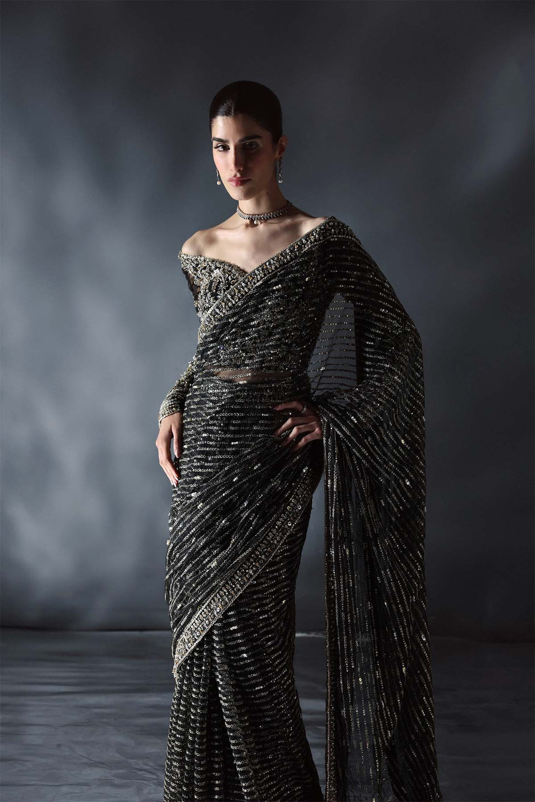 Chateau DE Lumiere by Enzo RTW Hand work Bareeze Net 3 Piece Suit MAJESTE Wedding Collection