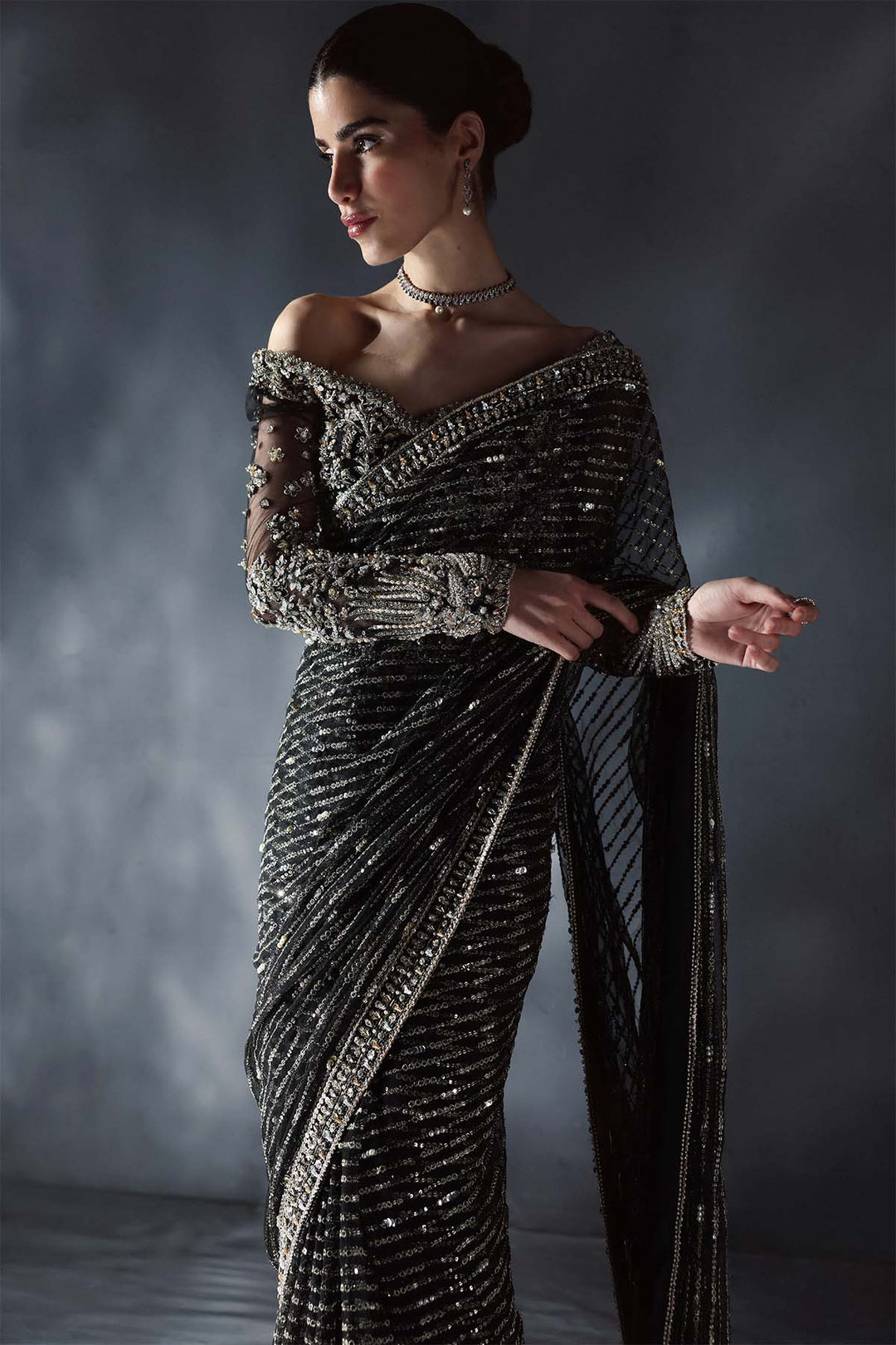 Chateau DE Lumiere by Enzo RTW Hand work Bareeze Net 3 Piece Suit MAJESTE Wedding Collection