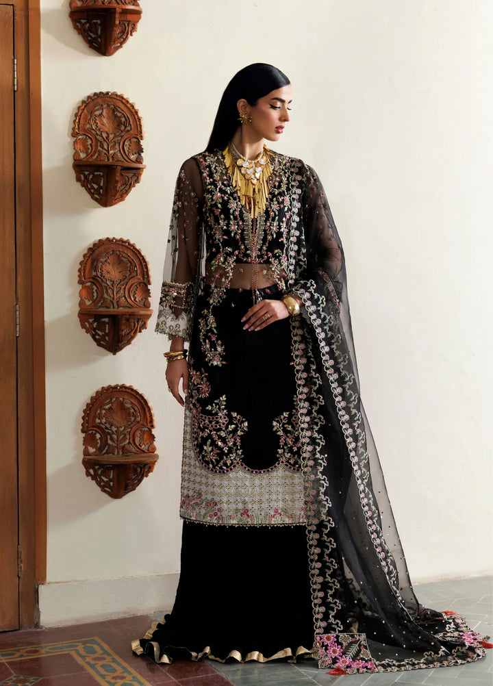 Marwa by Maryam Hussain Unstitched Embroidered Net 3 Piece Suit Kajal - Wedding Collection