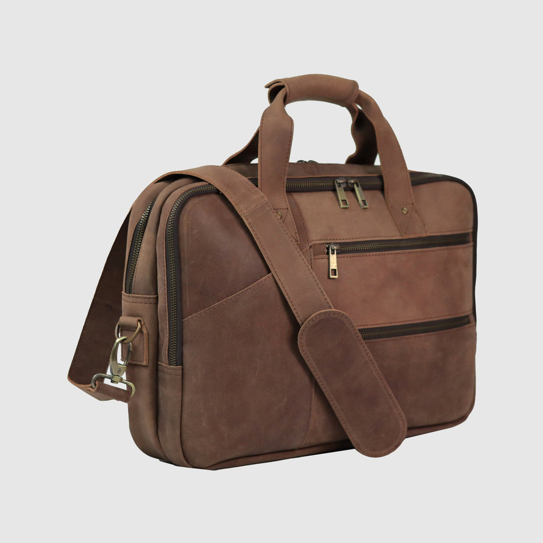Lafanzo Unisex Leather Legacy Laptop Bag Tan Brown - Accessories Collection