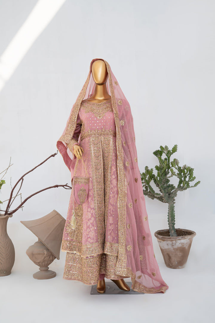 Andaaz by Saira Sultana Women RTW Embroidered Chiffon 4 Piece Suit Muneeha Tea Pink - Wedding Collection