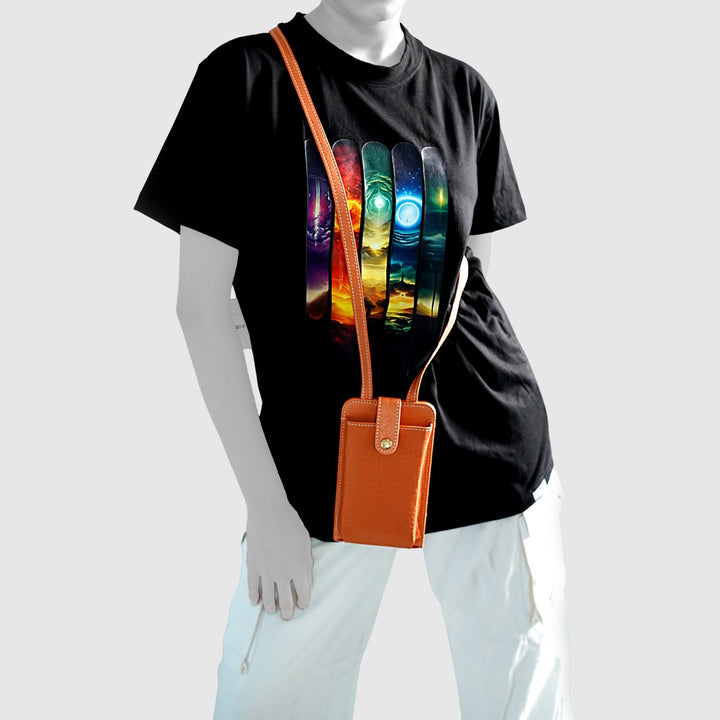 Lafanzo Unisex Leather Femora Crossbody Phone Pouch Orange - Accessories Collection