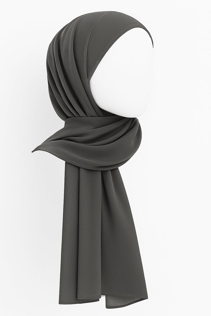 Divinely Crafted Chiffon Solids Hijab 1 Piece Grey HJ-CHF-002 - Summer Collection