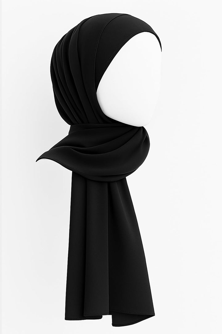 Divinely Crafted Chiffon Solids Hijab 1 Piece Black HJ-CHF-001 - Summer Collection