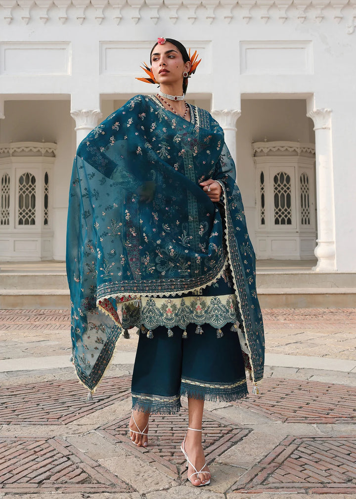 Kalabagh by Hussain Rehar Unstitched Embroidered Luxury Lawn 3 Piece Suit HR26UKL D11 Azraq - Festive Collection