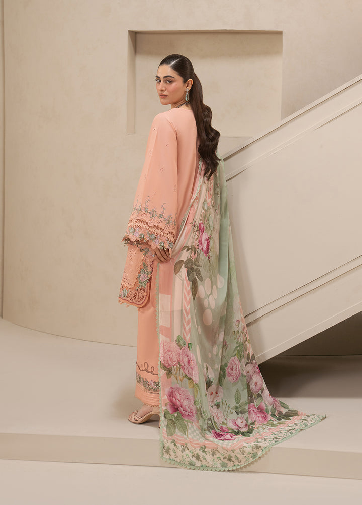 E-Craft by Elaf Unstitched Embroidered Lawn 3 Piece Suit EHC-3B Dustrose - Casual Collection