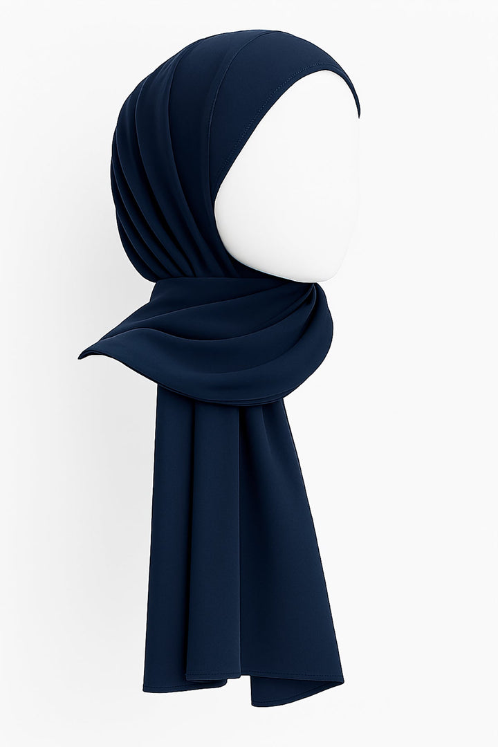 Divinely Crafted Chiffon Solids Hijab 1 Piece Navy HJ-CHF-004 - Summer Collection