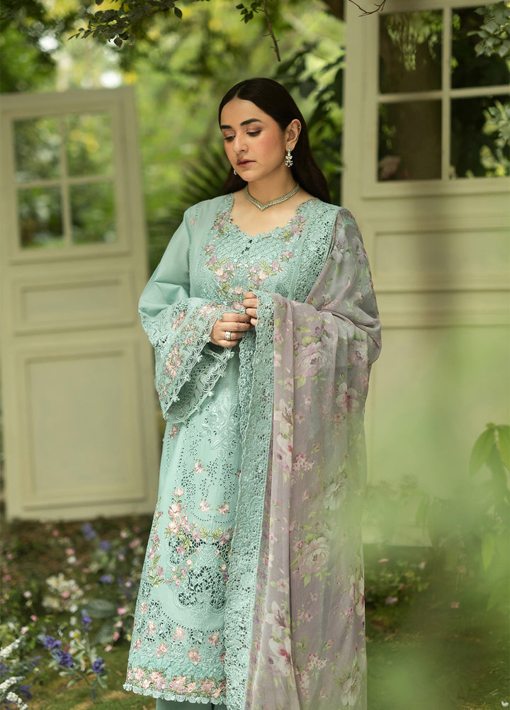 Elaf Premium Unstitched Embroidered Lawn 3 Piece Suit EL26ULF Mint Story ELQ-6B - Festive Collection