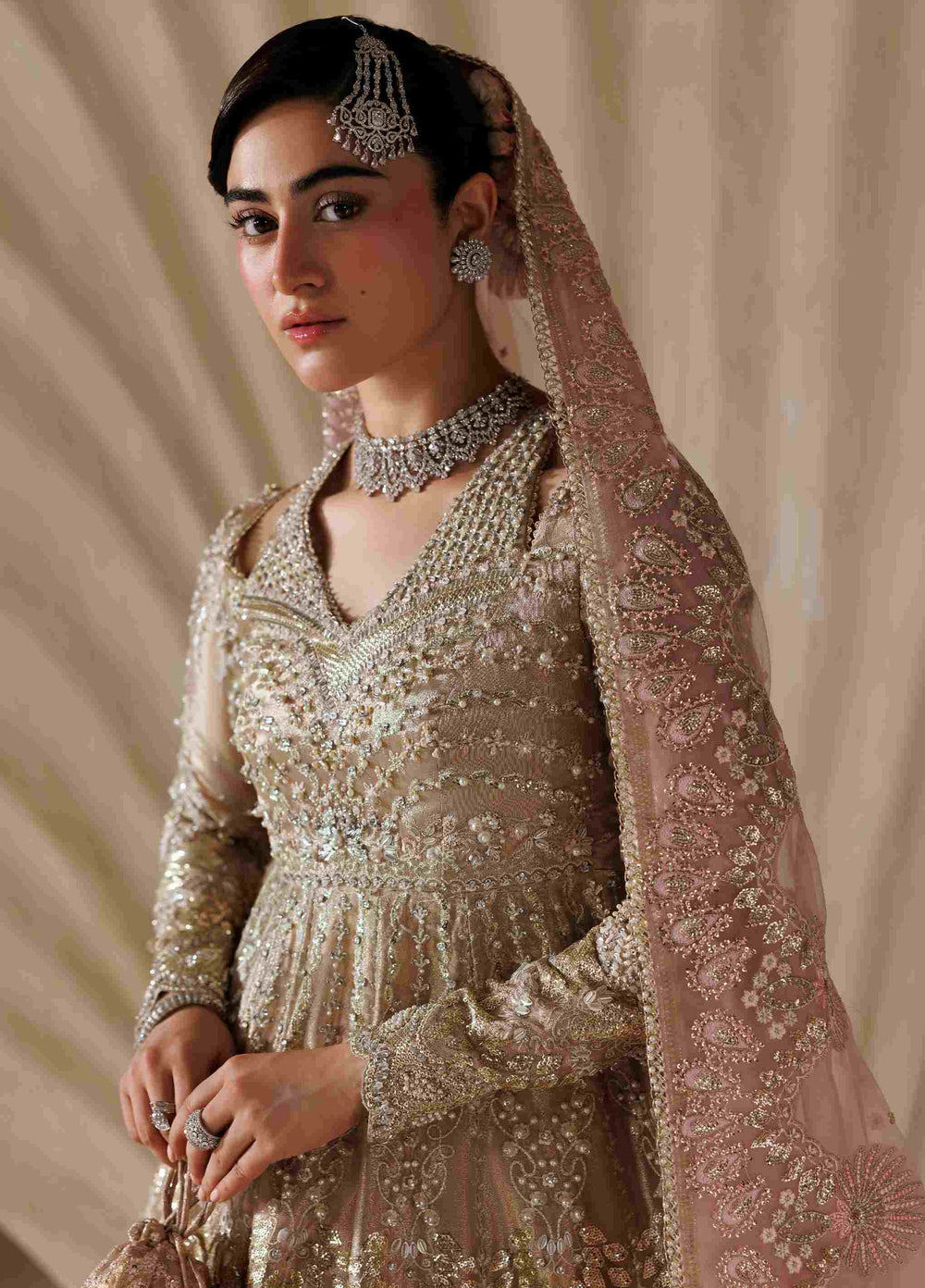 Sardinia Brides Unstitched Hand work Tissue 3 Piece Suit SR26UB Regalia 1803 - Wedding Collection