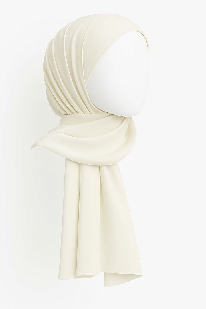 Divinely Crafted Chiffon Solids Hijab 1 Piece Cream White HJ-CHF-016 - Summer Collection