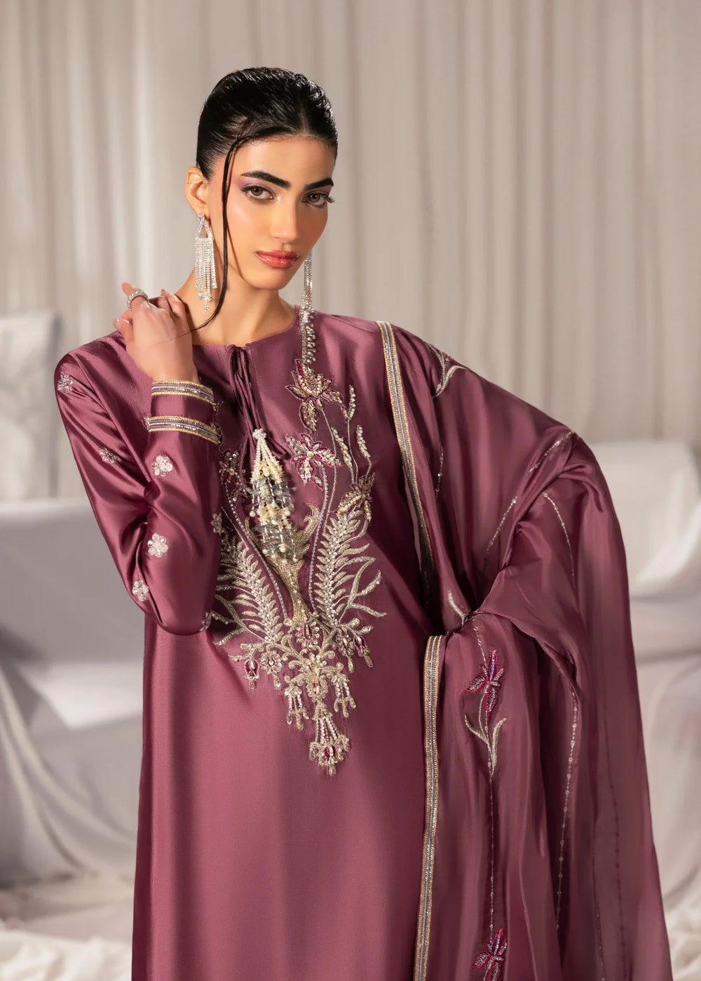 Celeste by Jamni RTW Embroidered Sheesh Silk 3 Piece Suit PEONY Festive Collection