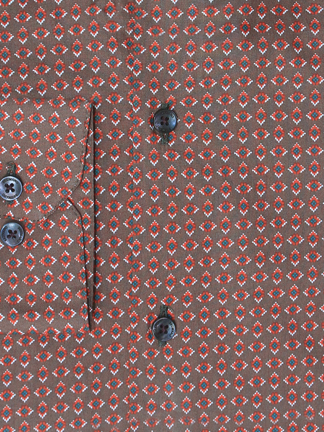 Brumano Ready To Wear Shirts Men 1 Piece Cotton Brown & Red Geometric Printed Shirt 0-32-024-3304 - Summer Collection