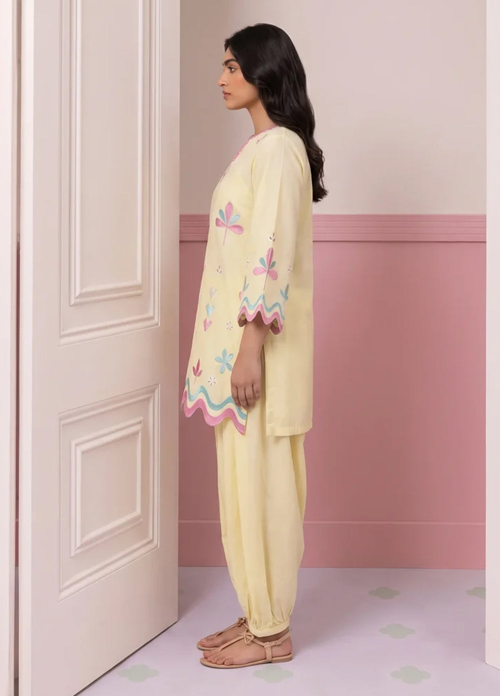 Scherezade Women RTW Embroidered Lawn Cotton 3 Piece Suit PINA COLADA - Casual Collection