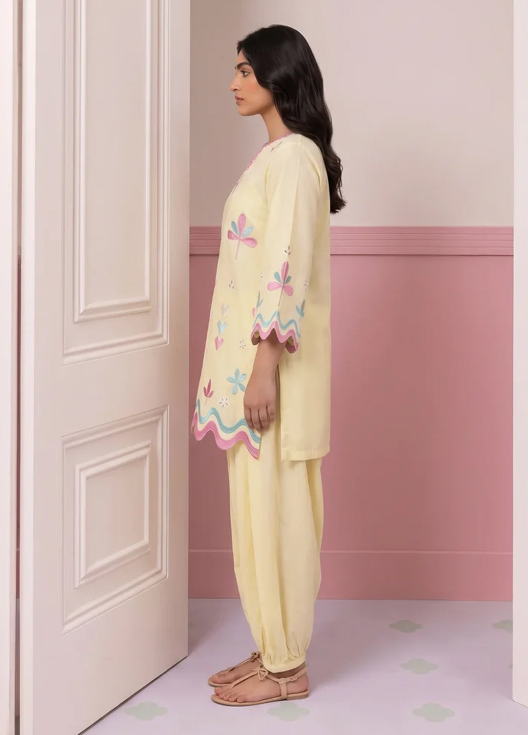 Scherezade Women RTW Embroidered Cotton Lawn 3 Piece Suit PINA COLADA - Casual Collection