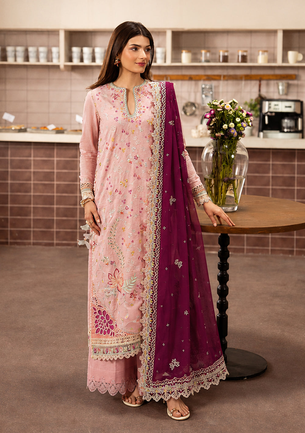 Brewed by Ayzel Unstitched Embroidered Paper Cotton 3 Piece Suit AAF26UBL Caramelia ZWU-0141-3PO - Festive Collection