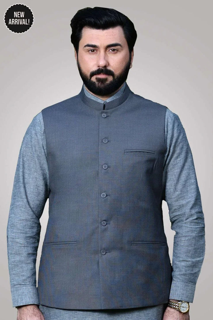 Firdous Mens Waist Coat Solids Cotton MWC-003-D-03 - Summmer Collection