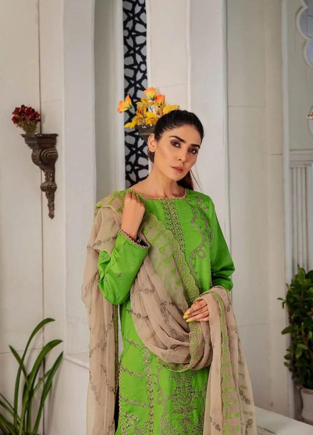 Noir By Humdum Embroidered Linen Suits Unstitched 3 Piece HD22N D-08 - Winter Collection