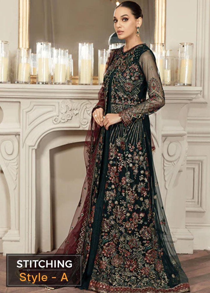 Mehroze By Zarif Embroidered  Suits Unstitched 3 Piece ZR25UF ZMF 03 PINE GREEN - Luxury Collection