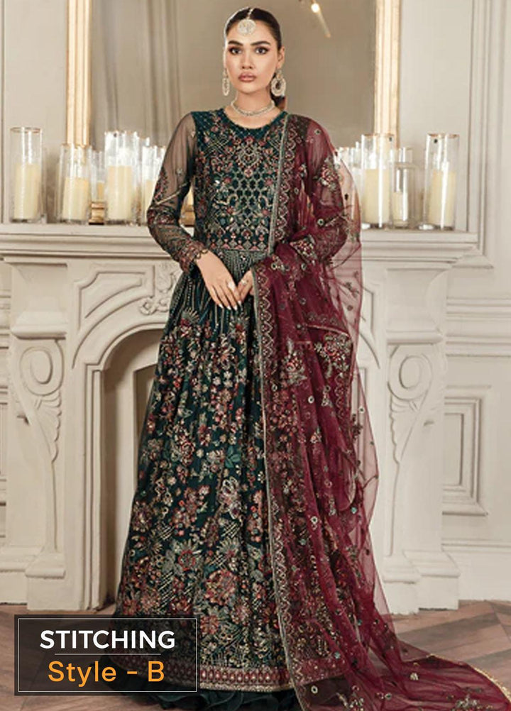 Mehroze By Zarif Embroidered  Suits Unstitched 3 Piece ZR25UF ZMF 03 PINE GREEN - Luxury Collection