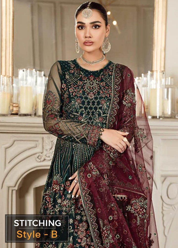 Mehroze By Zarif Embroidered  Suits Unstitched 3 Piece ZR25UF ZMF 03 PINE GREEN - Luxury Collection