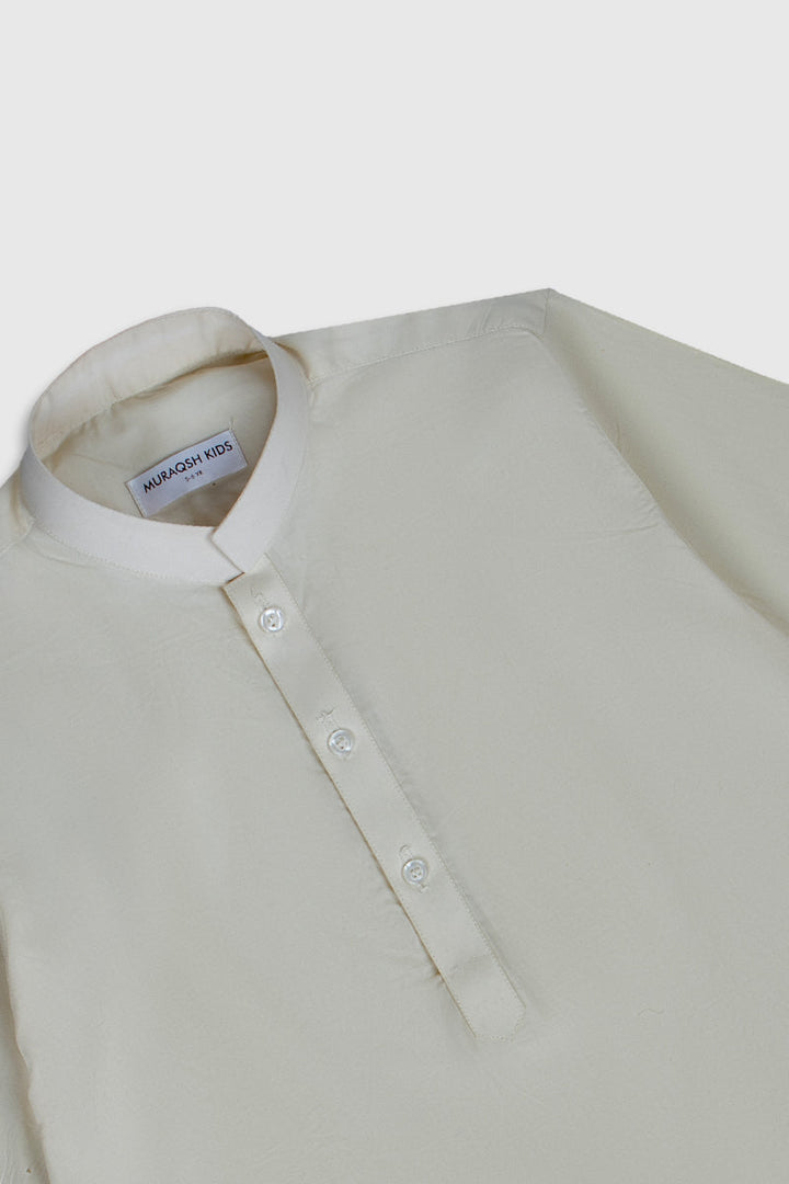 Muraqsh Ready To Wear Solids Cotton Boys Bosky White Kurta Trouser MUR-BWSCK - Summer Collection