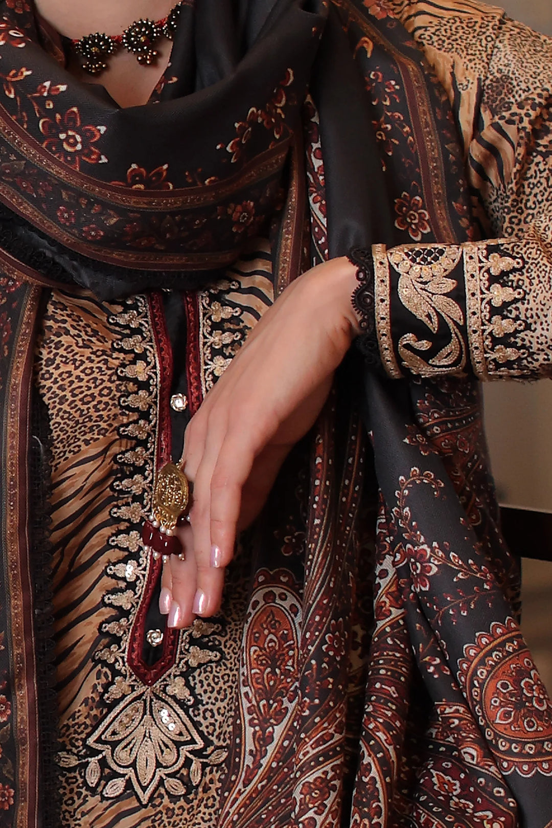 Noor by Saadia Asad Unstitched Printed Linen 3 Piece Suit SA26UNL D1 B - Winter Collection
