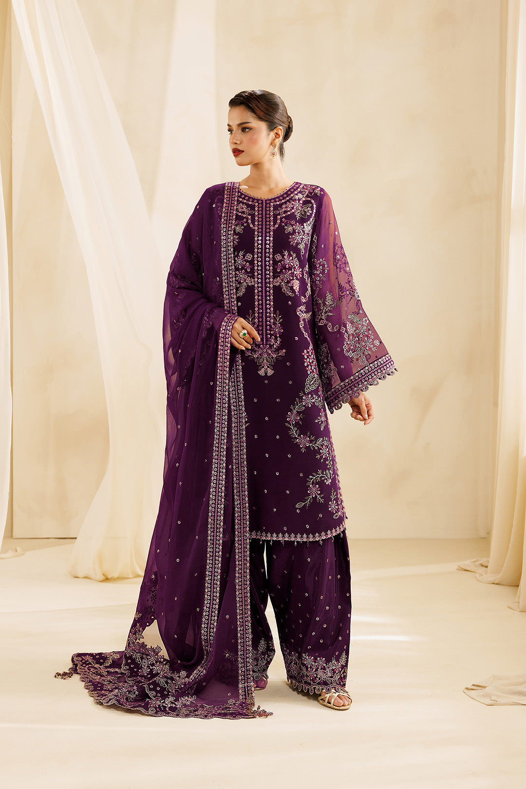 Sireine by Alizeh Fashion Unstitched Embroidered Chiffon 3 Piece Suit AF26UCS AF-CH-2299-CASCADE - Festive Collection