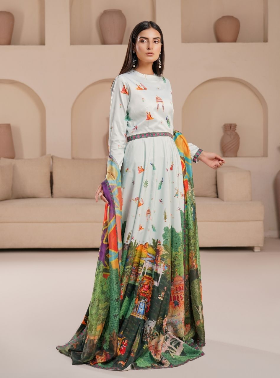 Irtiqa by Anayra Amal RTW Printed Raw Silk 3 Piece Suit Canvas Festive Collection