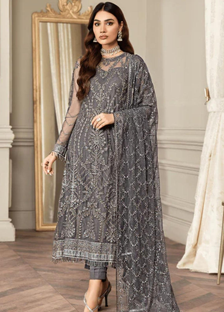 Mehroze By Zarif Embroidered  Suits Unstitched 3 Piece ZR25UF ZMF 07 STORM GREY - Luxury Collection