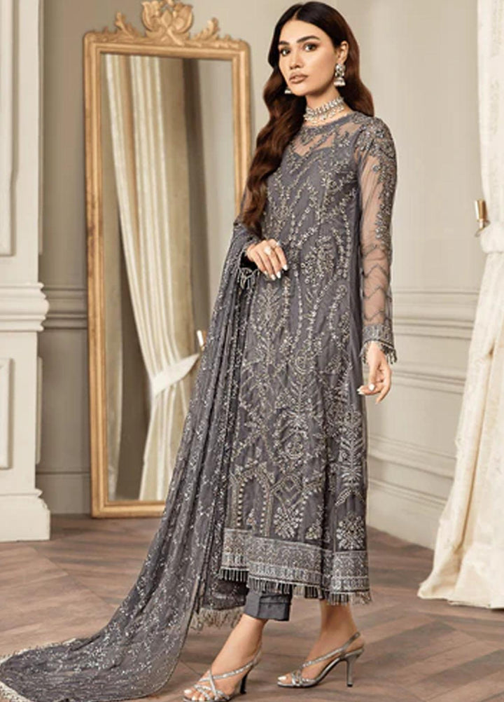 Mehroze By Zarif Embroidered  Suits Unstitched 3 Piece ZR25UF ZMF 07 STORM GREY - Luxury Collection