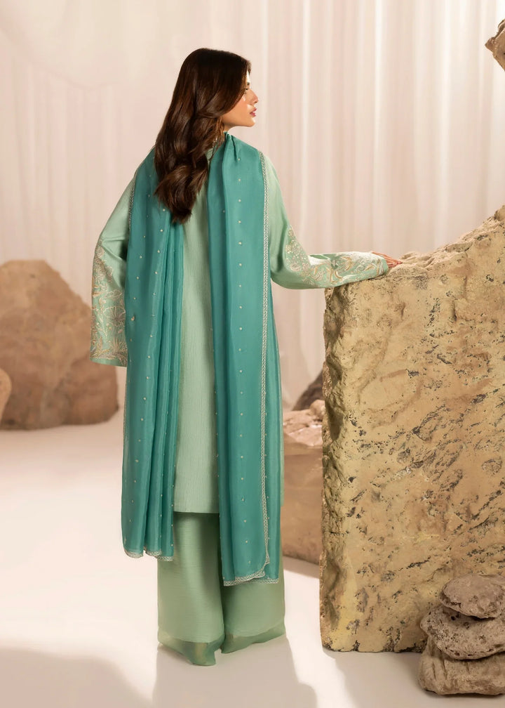 Silk Atelier by Jamni RTW Embroidered Korean Silk 3 Piece Suit SEAFORM SUGAR Festive Collection