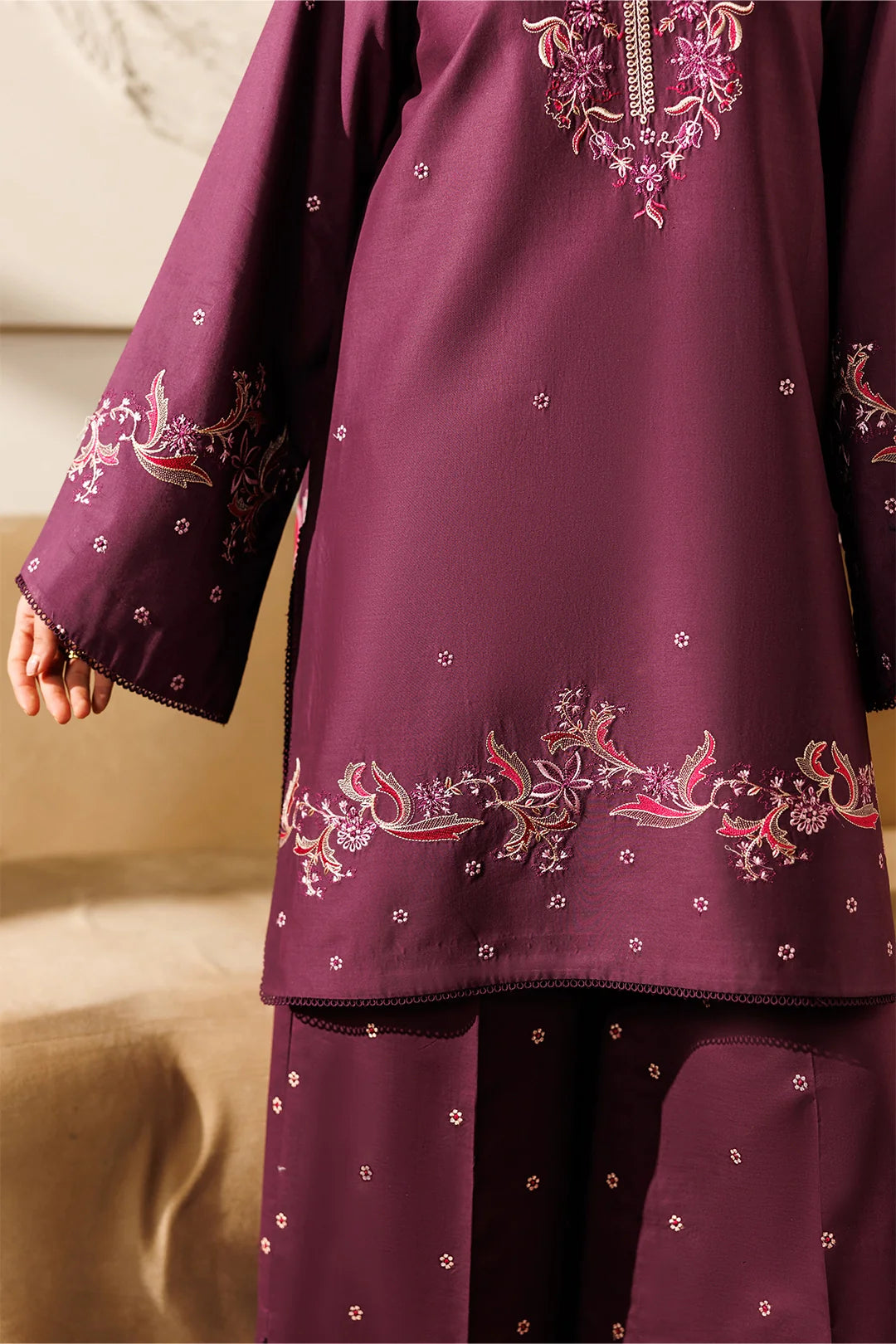 Mistfall Ramadan Edit by Panache Women RTW Embroidered Cotton 3 Piece Espresso - Casual Collection