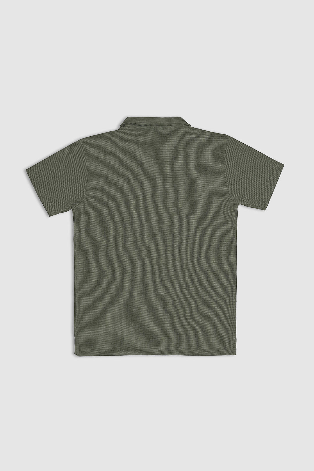 Muraqsh Ready To Wear Solids Cotton Men Olive Green Waffle Revere Polo ABD-OGWRP - Summer Collection