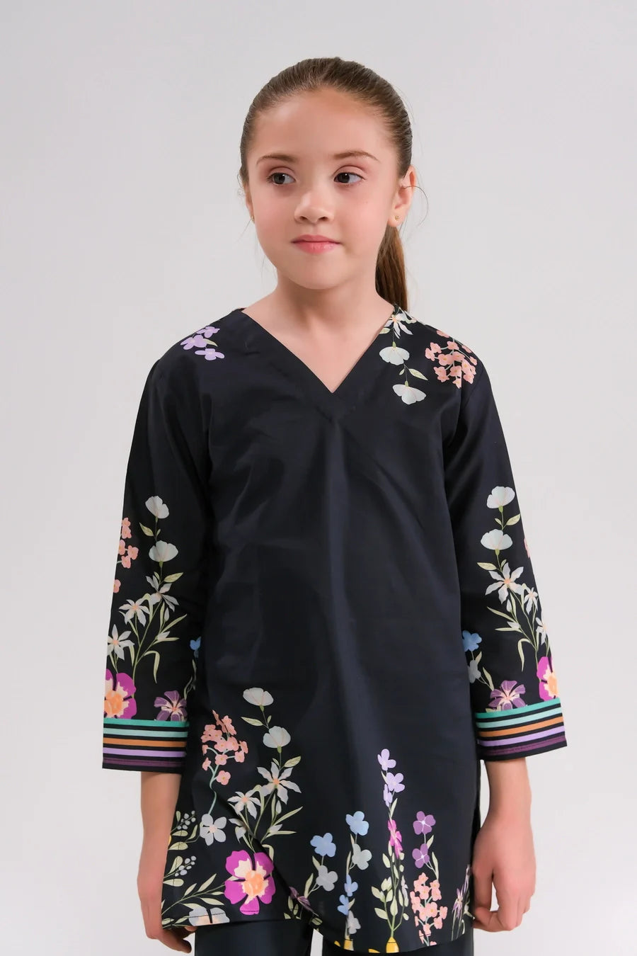 Dhaga Kids Pret Printed Poly lawn 2 Piece Floral Nocturne SPD25K - Summer Collection