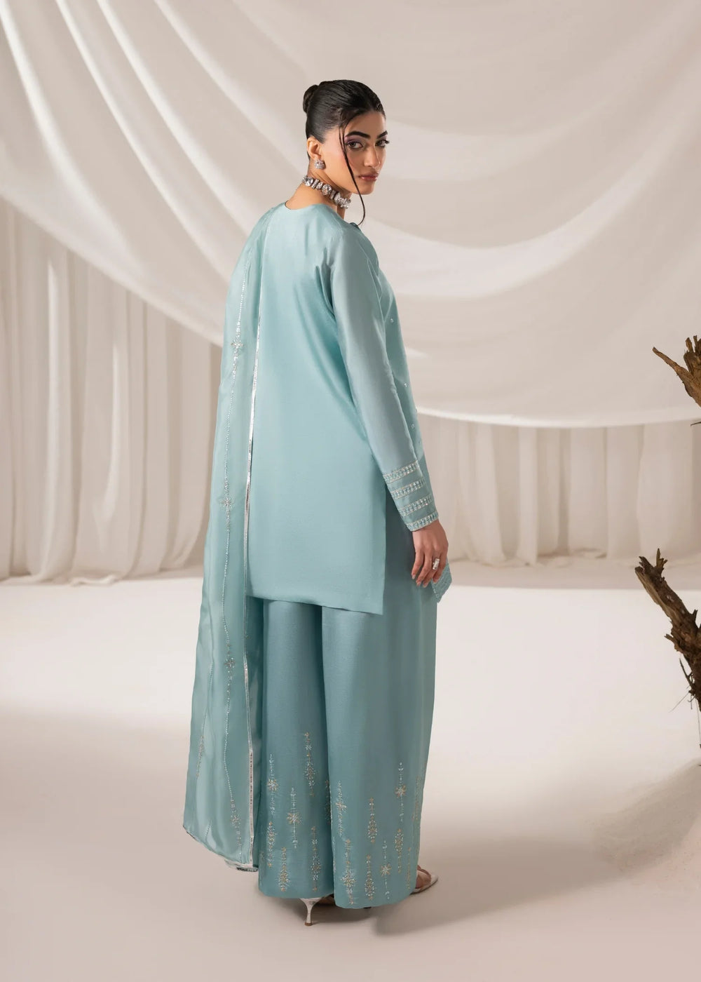 Celeste by Jamni RTW Embroidered Sheesh Silk 3 Piece Suit AERIAL Festive Collection
