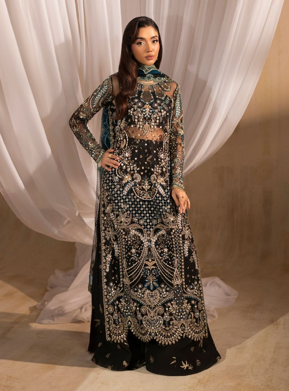 Tehwaar by Anayra Amal RTW Embroidered Net 3 Piece Suit Siyah Wedding Collection