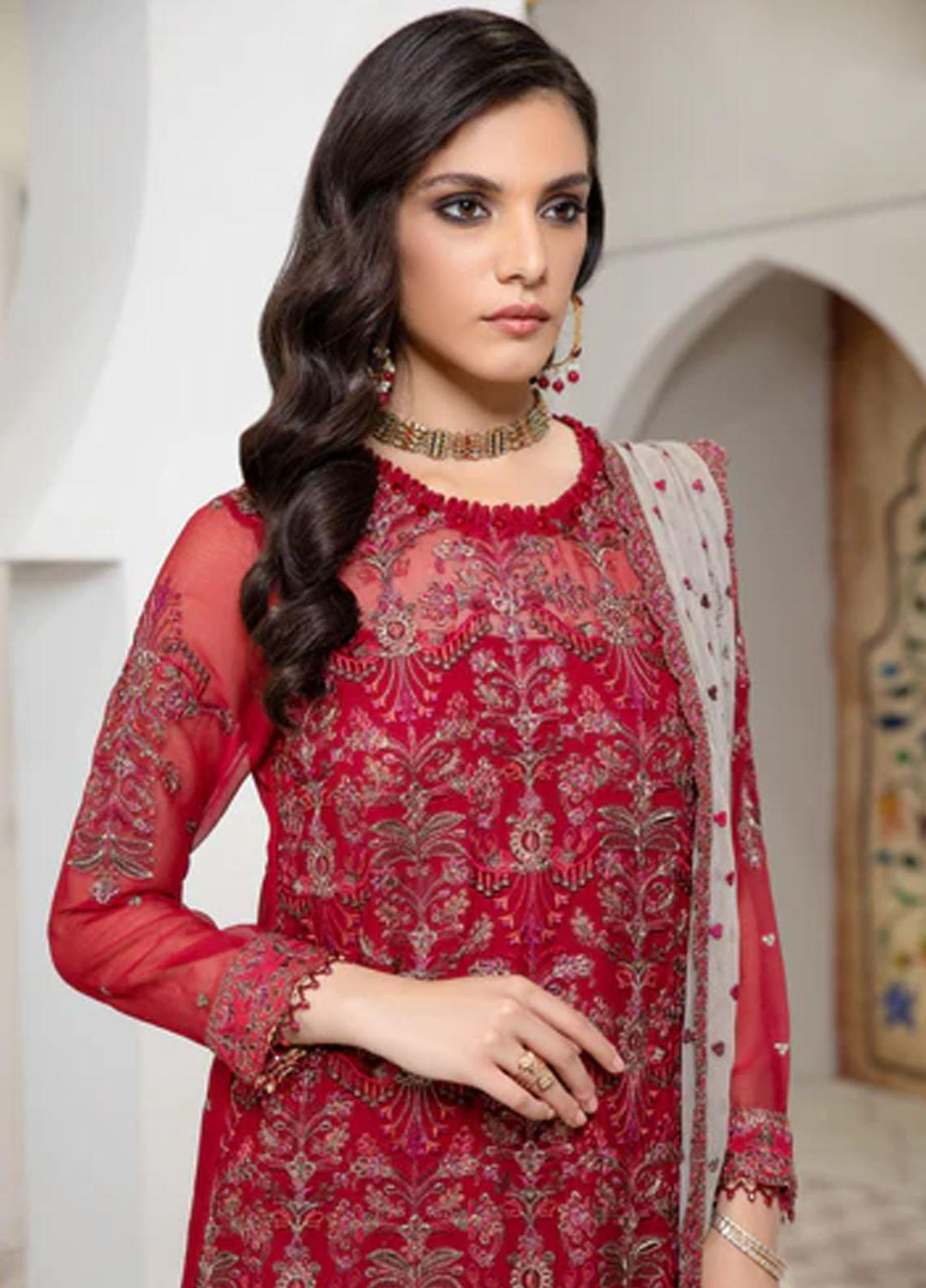 Parishey By Zaaviay Embroidered Chiffon Suits Unstitched 3 Piece KIRAN - Luxury Collection main image 1
