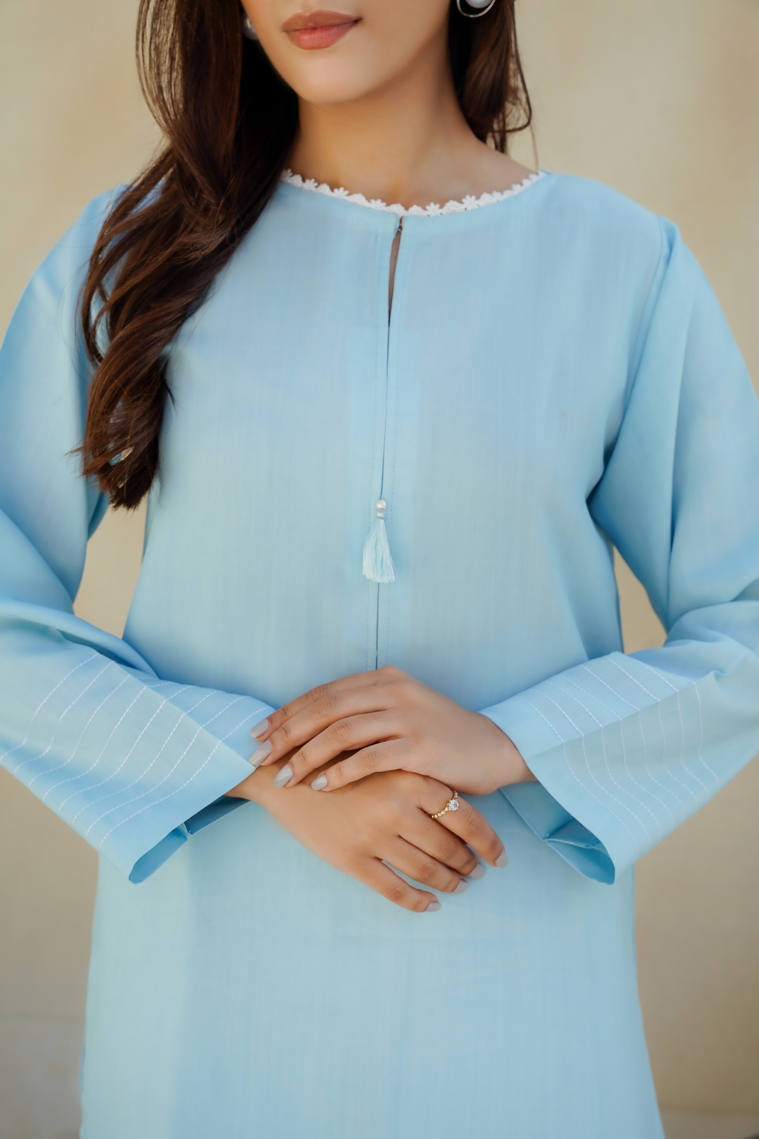 Divinely Crafted Pret Solids Cotton Silk 2 Piece Arctic Blue