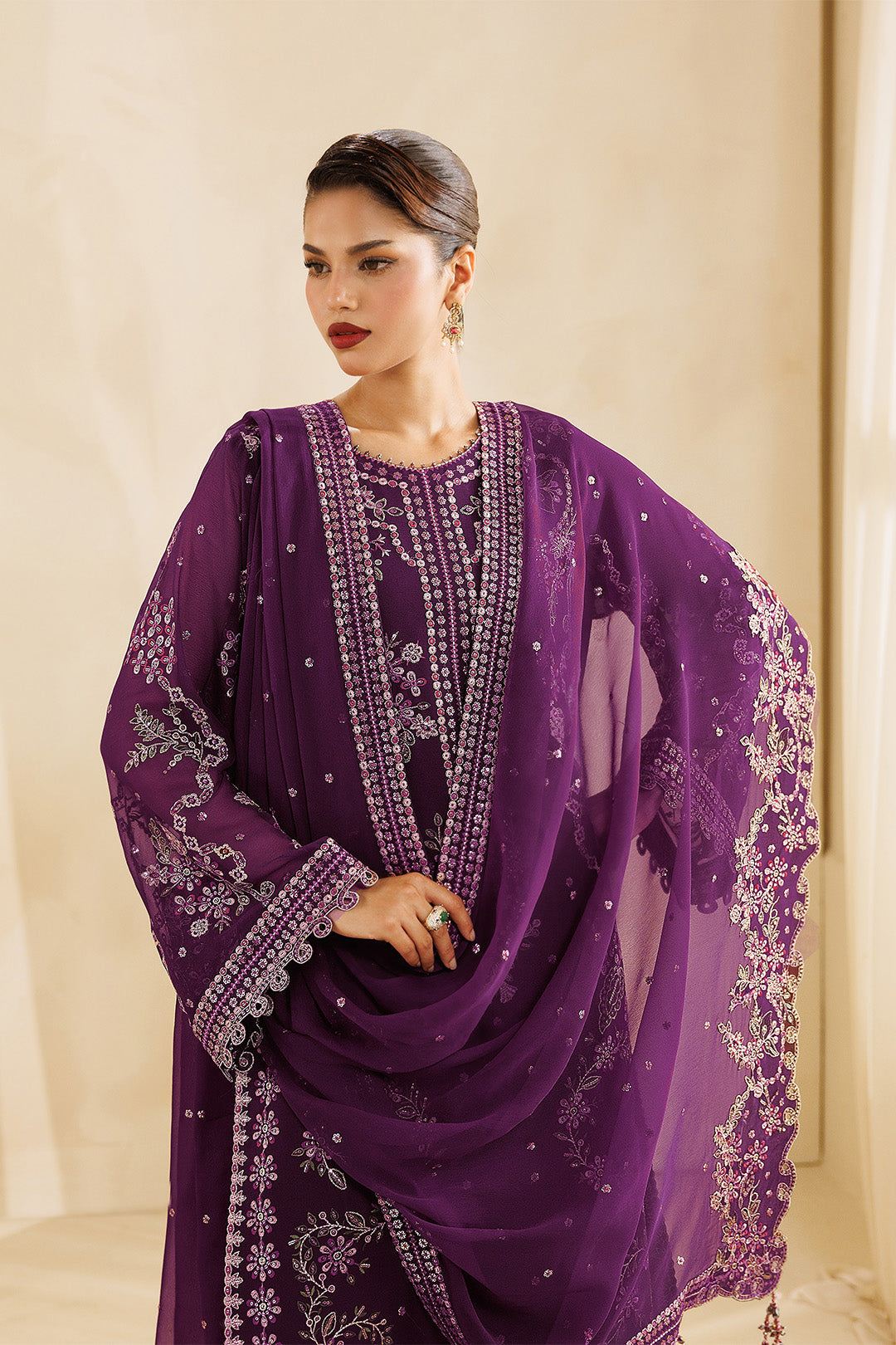 Sireine by Alizeh Fashion Unstitched Embroidered Chiffon 3 Piece Suit AF26UCS AF-CH-2299-CASCADE - Festive Collection