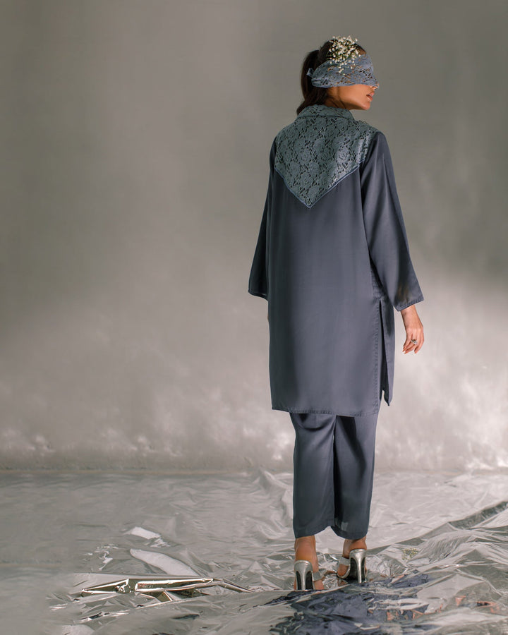 Serendipity by Ombrella Women RTW Solids Georgette 2 Piece Suit Grey Luna - Casual Collection