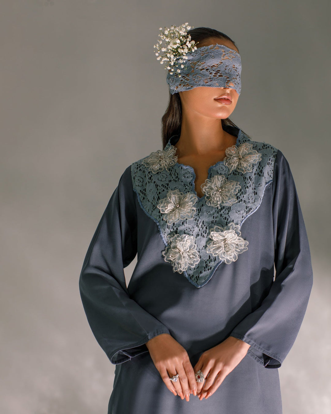 Serendipity by Ombrella Women RTW Solids Georgette 2 Piece Suit Grey Luna - Casual Collection