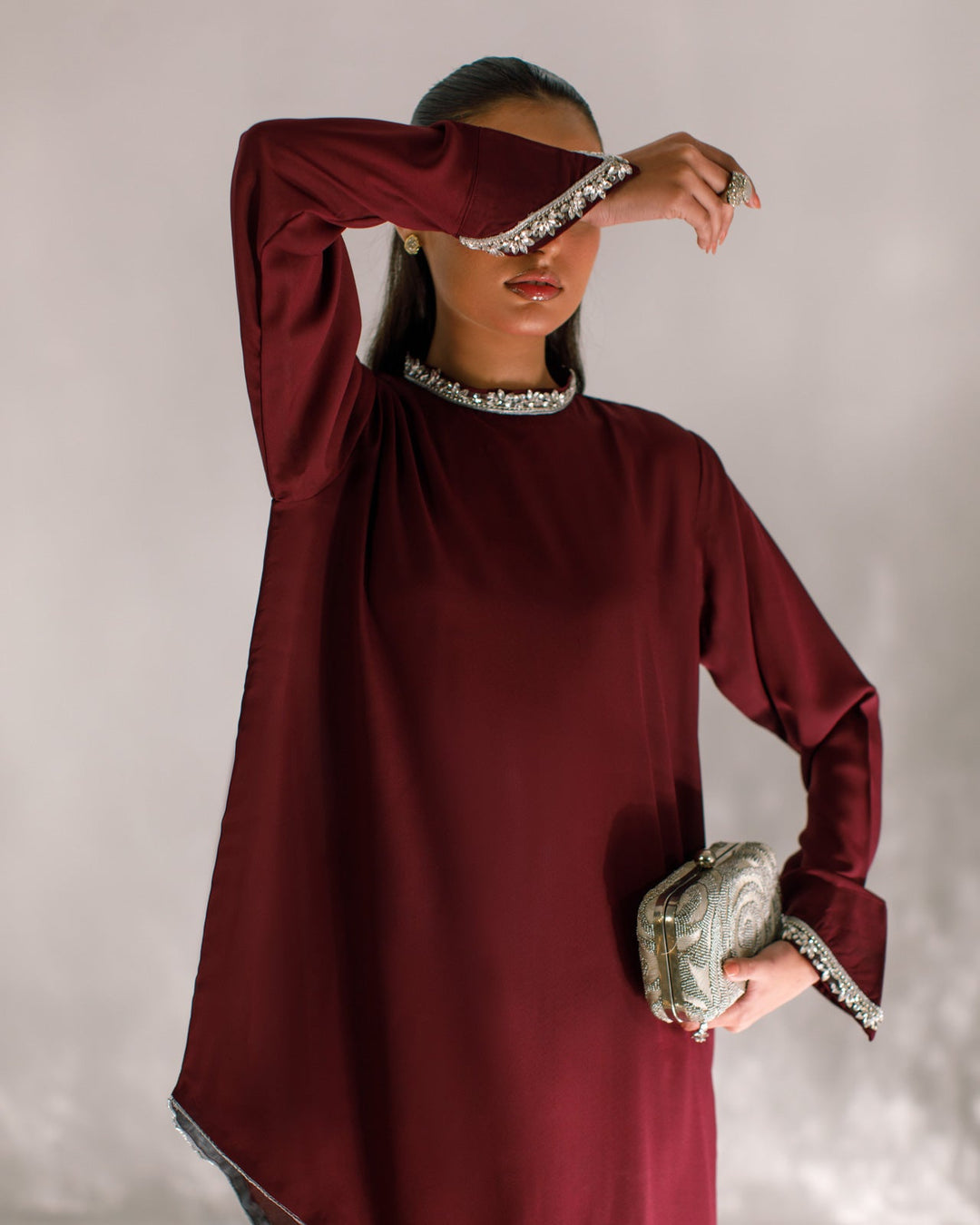 Serendipity by Ombrella Women RTW Solids Georgette 2 Piece Suit Plum Selene - Casual Collection