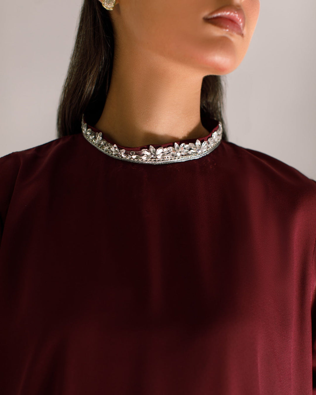 Serendipity by Ombrella Women RTW Solids Georgette 2 Piece Suit Plum Selene - Casual Collection