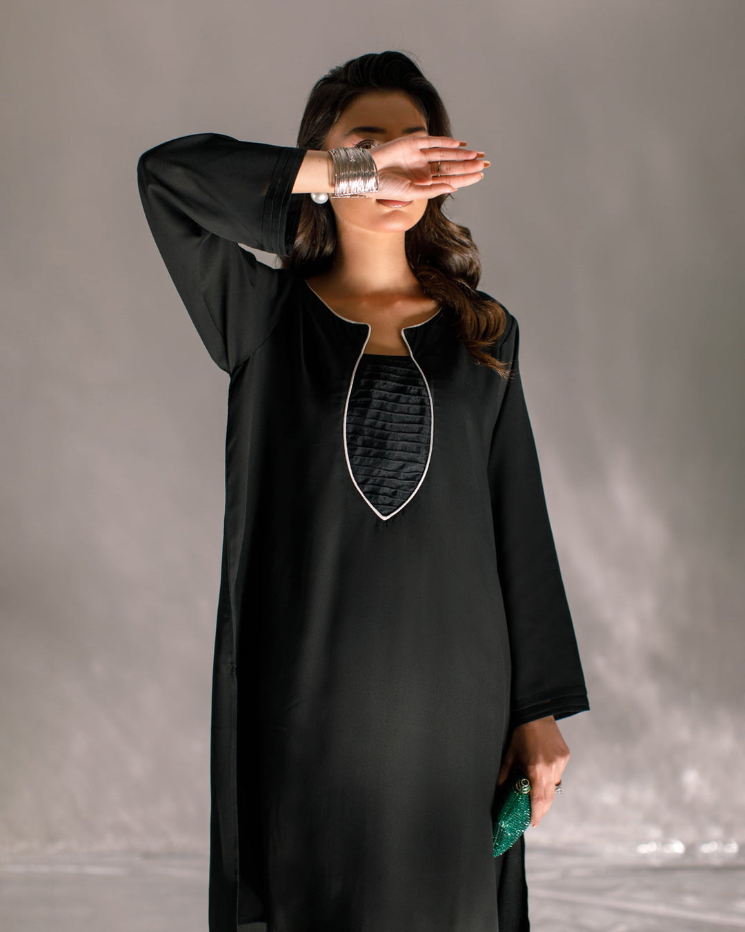 Serendipity by Ombrella Women RTW Solids Georgette 2 Piece Suit Black Elara - Casual Collection